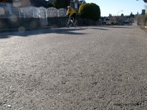 Rock salt on the bike way. 